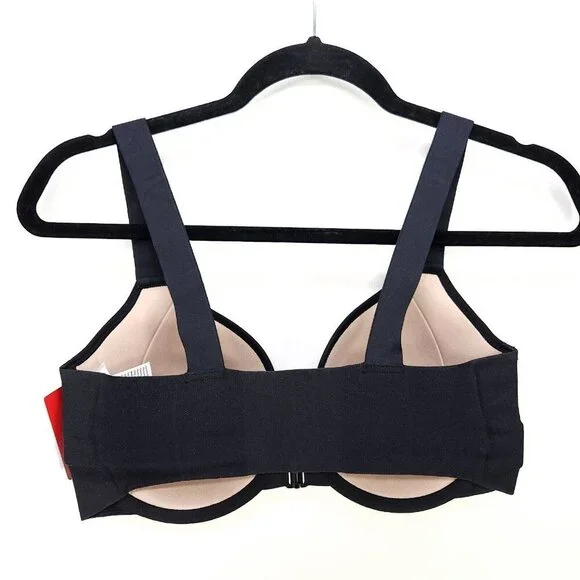 SPANX Bra Black Illusion Lace Full Coverage Underwire Front Close 32DD Stretch - Picture 11 of 15